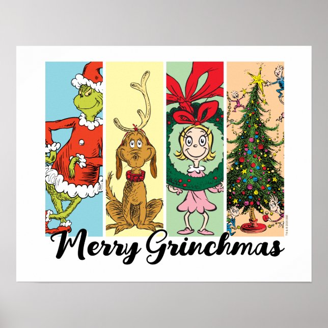 Frohe Grinchmas-Feiertagskollage Poster (Vorne)
