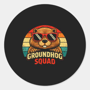 Frohe Groundhog Day 2026 Feier Lustiger Groundh Runder Aufkleber