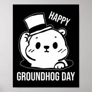 Frohe Groundhog Day Line Art Poster
