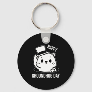 Frohe Groundhog Day Line Art Schlüsselanhänger