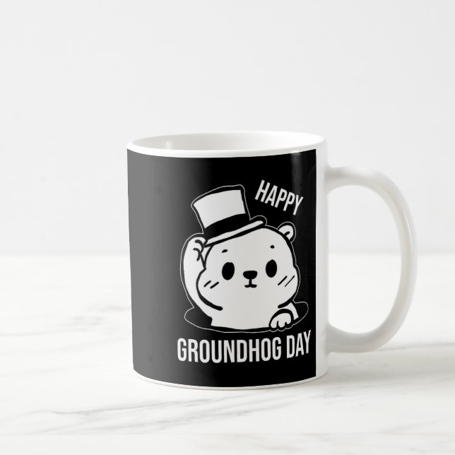 Frohe Groundhog Day Linienkunst  Kaffeetasse (Rechts)