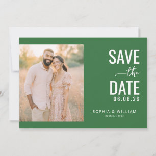 Frohe grüne minimalistische Fotocollage Save The Date