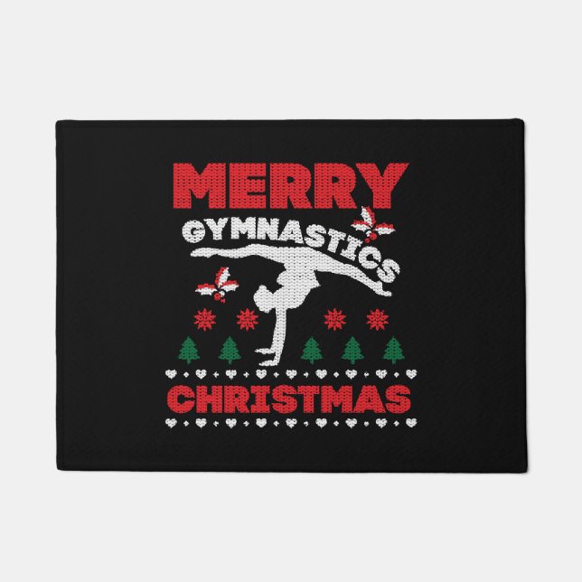 Frohe Gymnastik Weihnachten Ugly T - Shirt Fußmatte (Vorderseite)