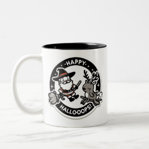 Frohe Hallo-Oops! Weihnachtsmann verkleidet als He Zweifarbige Tasse