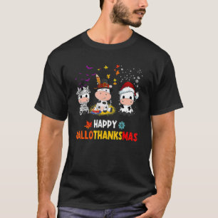 Frohe HalloDankMas Nikolaus Kuh Halloween Dankfest T-Shirt