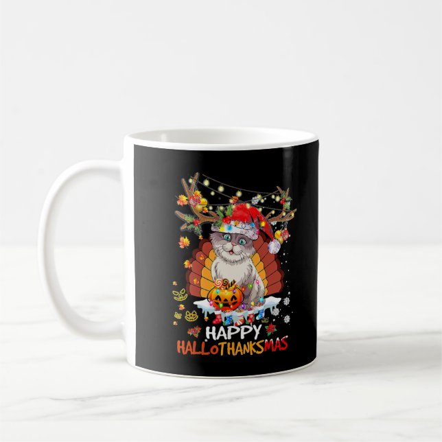 Frohe Hallothanksmas 2021Niedlich Cat Halloween Me Kaffeetasse (Links)