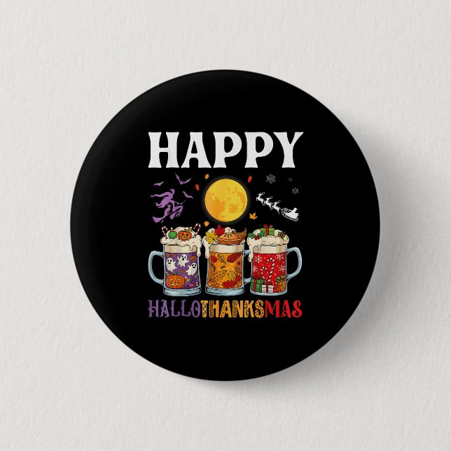 Frohe Hallothanksmas Bier Drinker Halloween bis Xm Button (Vorderseite)
