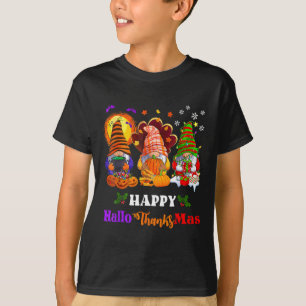 Frohe Hallothanksmas Drei Gnome Halloween Frohe We T-Shirt