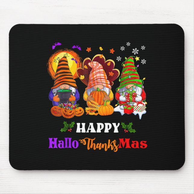 Frohe Hallothanksmas drei Gnomes Halloween froh Mousepad (Vorne)