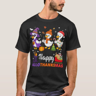 Frohe Hallothanksmas Gans Halloween Erntedankfest  T-Shirt