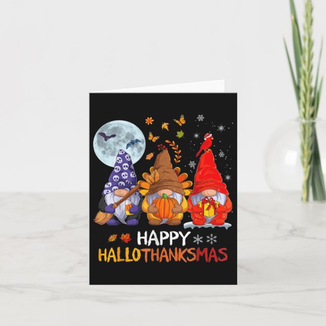 Frohe Hallothanksmas Halloween-Erntedank Karte (Vorderseite)