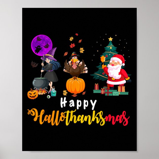 Frohe Hallothanksmas Halloween Erntedank Merry Poster (Vorne)