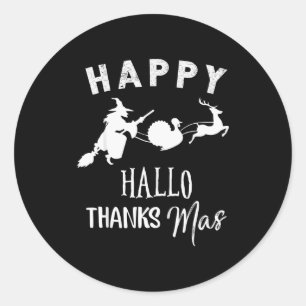 Frohe Hallothanksmas Halloween Hexe Erntedankfest  Runder Aufkleber