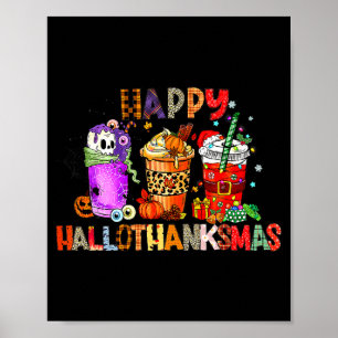 Frohe Hallothanksmas Halloween Kaffee Latte Danke Poster