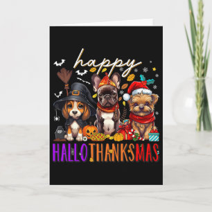 Frohe Hallothanksmas Hunde Halloween Erntedankfest Karte
