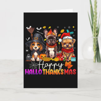 Frohe Hallothanksmas Hunde Halloween Thanksgiving Karte