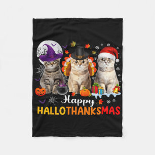 Frohe Hallothanksmas Katzen Halloween Erntedankfes Fleecedecke