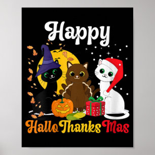 Frohe Hallothanksmas Katzen Halloween Poster