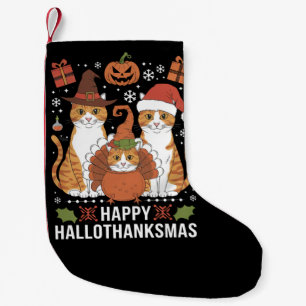 Frohe Hallothanksmas Katzen Halloween Weihnachten  Kleiner Weihnachtsstrumpf