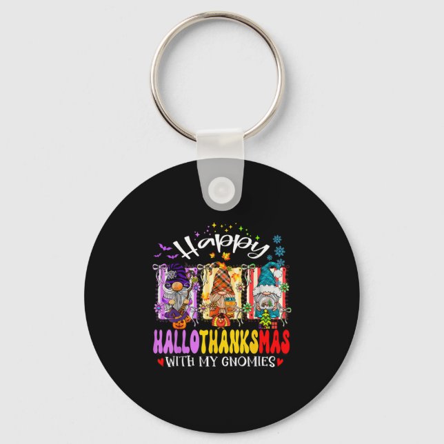 Frohe Hallothanksmas mit meinen Gnomen Halloween Schlüsselanhänger (Vorderseite)