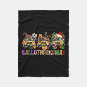 Frohe Hallothanksmas Schulbus Halloween Ch Fleecedecke