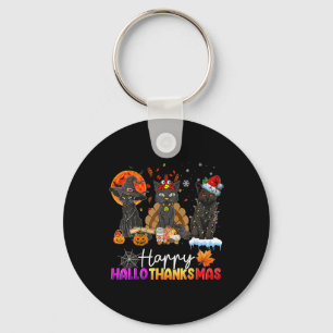 Frohe Hallothanksmas Schwarze Katze Halloween Dank Schlüsselanhänger