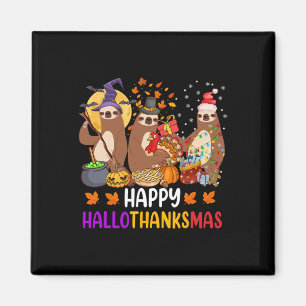 Frohe Hallothanksmas Sloth Halloween Fal Magnet