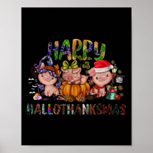 Frohe Hallothanksmas Süße Schweine Farmtiere Landw Poster