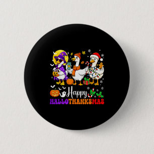 Frohe Hallothanksmas Weihnachtsmann Gans Hexe Grus Button