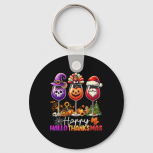 Frohe Hallothanksmas Wein Halloween Thanksgiving C Schlüsselanhänger