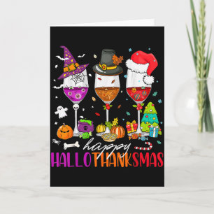 Frohe Hallothanksmas Weinglas Lustiger Feiertag  Karte