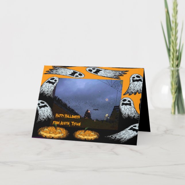 Frohe Halloween aus Austin, TX. Karte (Vorderseite)