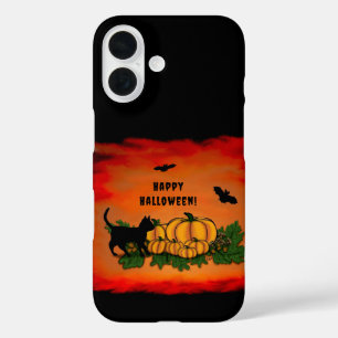 Frohe Halloween , Black Cat , Bat und Pumpkin iPhone 16 Hülle