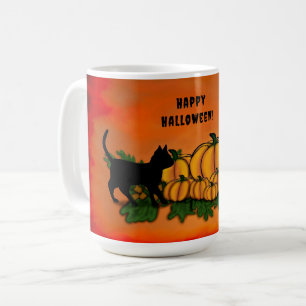 Frohe Halloween , Black Cat , Bat und Pumpkin Kaffeetasse