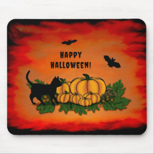 Frohe Halloween , Black Cat , Bat und Pumpkin Mousepad