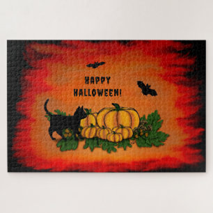 Frohe Halloween , Black Cat , Bat und Pumpkin Puzzle