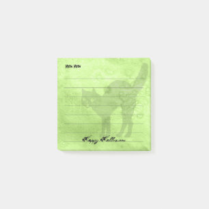 Frohe Halloween Black Cat Lime Green Grunge Post-it Klebezettel