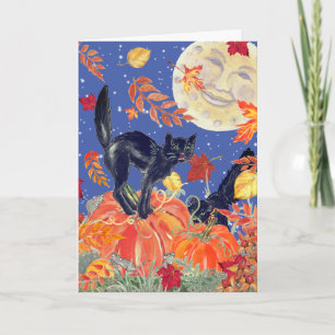 Frohe Halloween Black Cat Pumpkin Patch Moon Karte