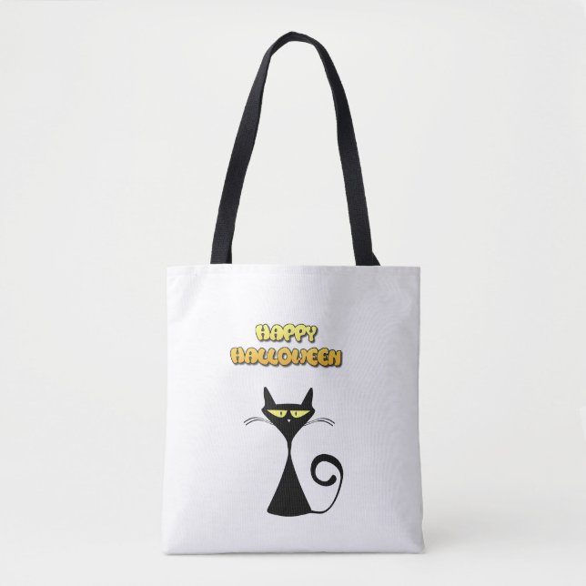 Frohe Halloween Black Cat Trick oder Treat Bag (Vorderseite)