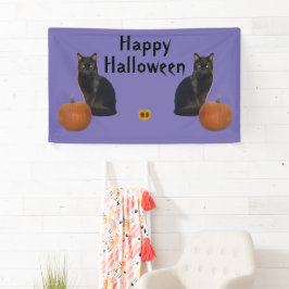 Frohe Halloween Black Cats Pumpkins auf Lila Banner