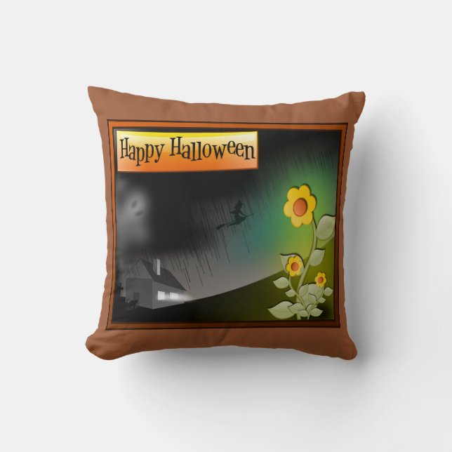 Frohe Halloween & Blume - Kissen (Vorderseite)