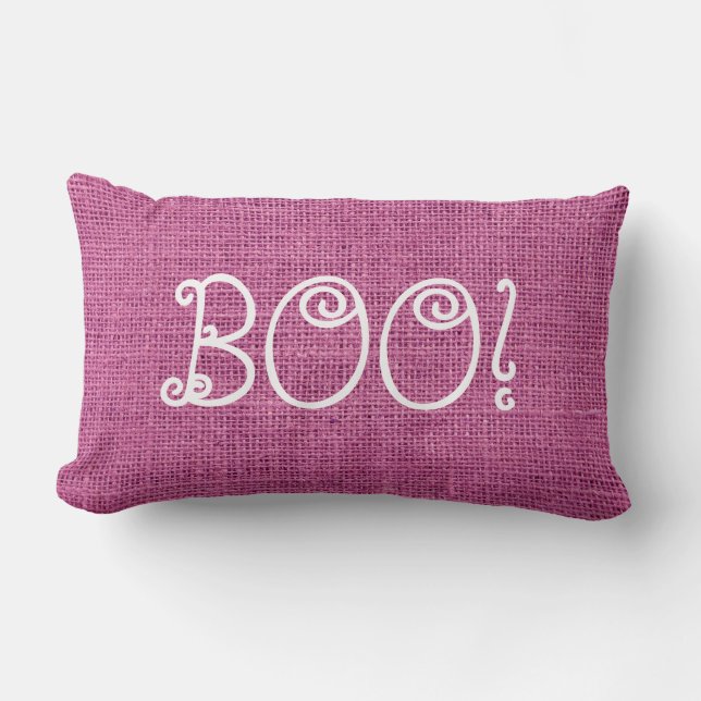 Frohe Halloween Burlap Boo! Lendenkissen (Vorderseite)