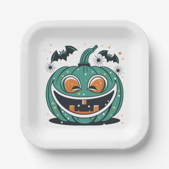 Frohe Halloween! Carve a Pumpkin! Pappteller (Vorderseite)