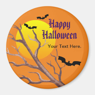 Frohe Halloween-Fledermäuse und der Mond Magnet