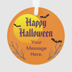 Frohe Halloween-Fledermäuse und der Mond Ornament