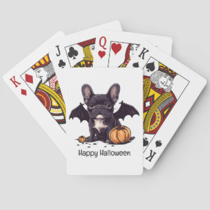 Frohe Halloween French Bulldog Bat Wings Pumpkins Spielkarten