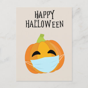 Frohe Halloween Funny 2020 Pumpkin Face Maske Postkarte