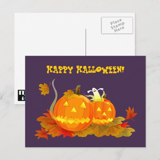 Frohe Halloween! Funny Jack O'Lantern Postkarte (Vorne/Hinten)