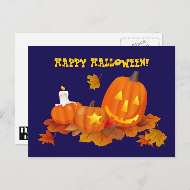 Frohe Halloween! Funny Jack O'Lanterns Postkarte (Vorne/Hinten)
