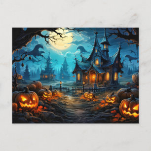 Frohe Halloween furchtbare Spuk House & Pumpkins Postkarte